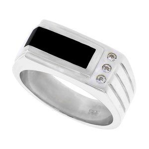 Sterling Silver Mens Black Onyx Ring